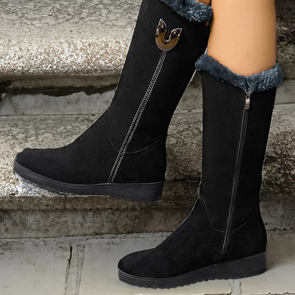 Cécile Bottes Hautes Effet Daim Doublées Et Zippées Femme