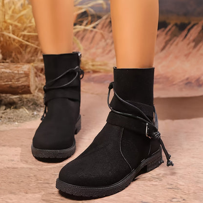 Blanche Bottines Effet Daim Zippées À Sangle Femme