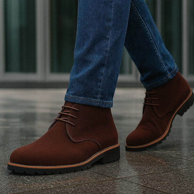 Nathan Bottines Effet Daim Semelle Crantée Homme
