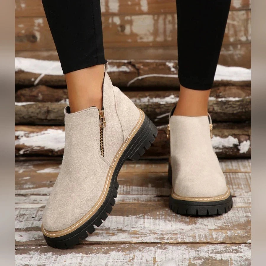 Jade Bottines Zippées À Semelle Épaisse Femme