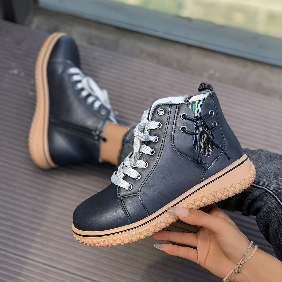 Romane Bottines À Lacets Et Zip Semelle Gomme Femme