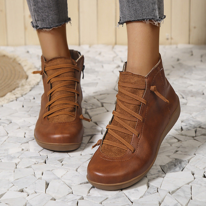 Léonie Bottines À Lacets Élastiques Et Zip Semelle Souple Femme