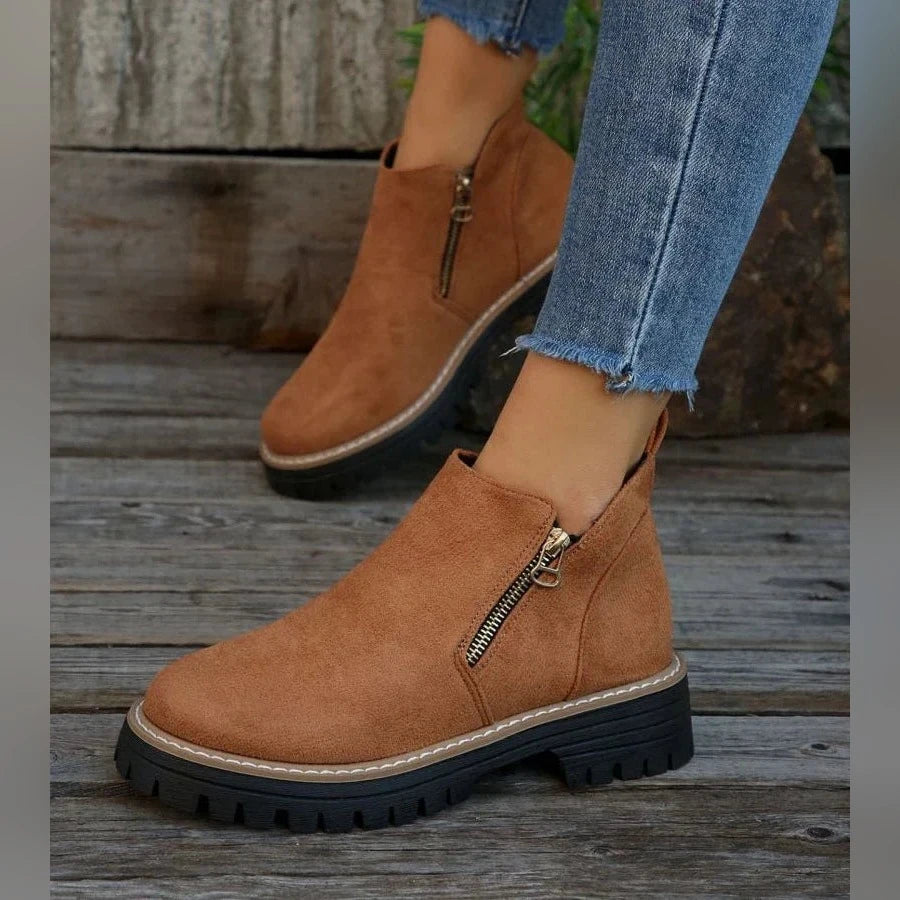 Jade Bottines Zippées À Semelle Épaisse Femme