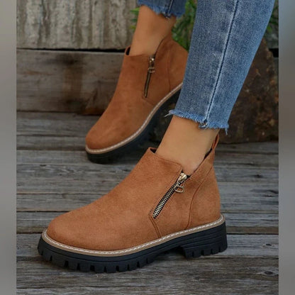 Jade Bottines Zippées À Semelle Épaisse Femme
