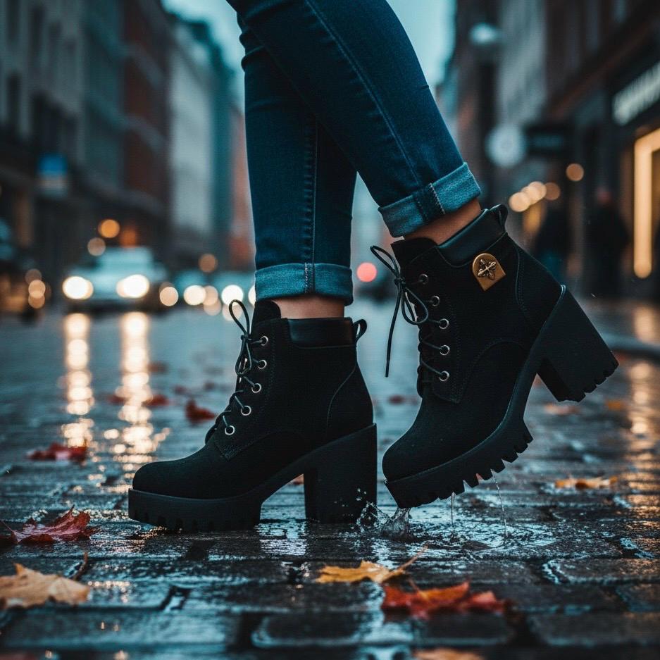Capucine Bottines À Lacets Talon Carré Et Semelle Crantée Femme