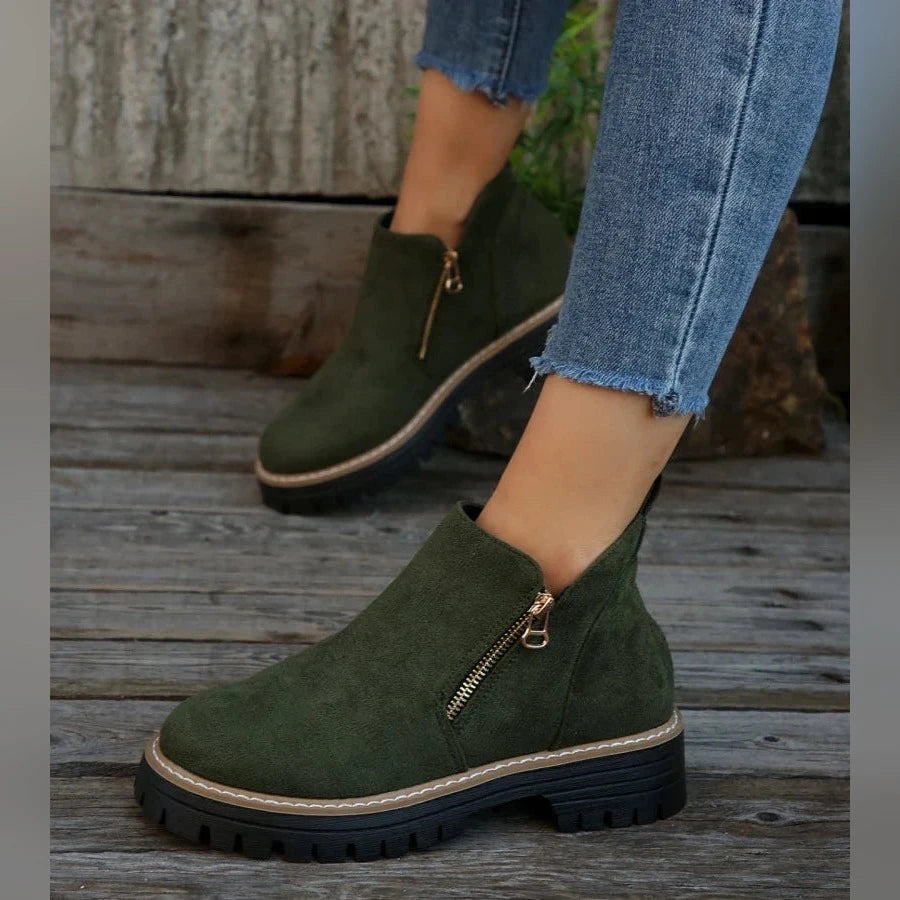Jade Bottines Zippées À Semelle Épaisse Femme