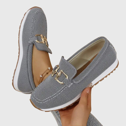 Clotilde Mocassins En Maille À Mors Doré Semelle Épaisse Femme