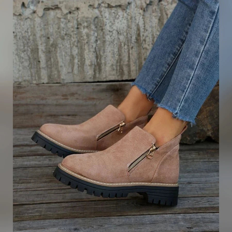 Jade Bottines Zippées À Semelle Épaisse Femme