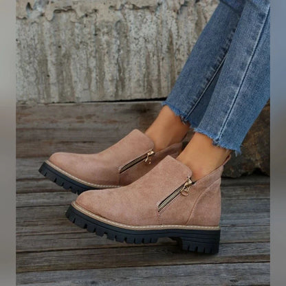 Jade Bottines Zippées À Semelle Épaisse Femme