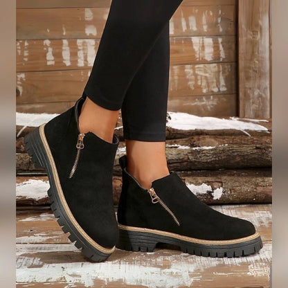 Jade Bottines Zippées À Semelle Épaisse Femme
