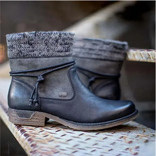 Claire Bottines À Revers Tricot Et Talon Bas Femme