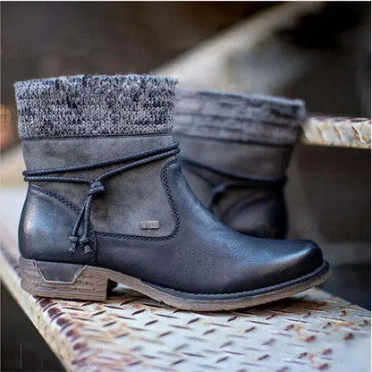 Claire Bottines À Revers Tricot Et Talon Bas Femme
