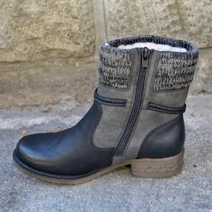 Claire Bottines À Revers Tricot Et Talon Bas Femme