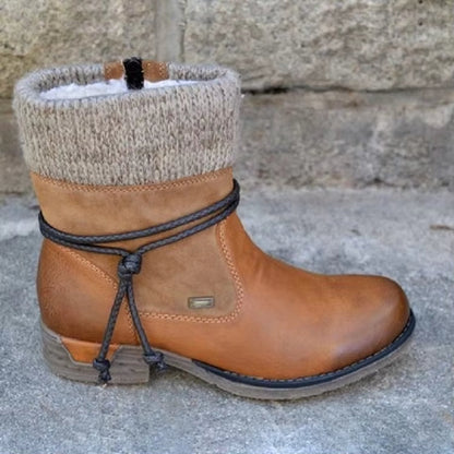 Claire Bottines À Revers Tricot Et Talon Bas Femme