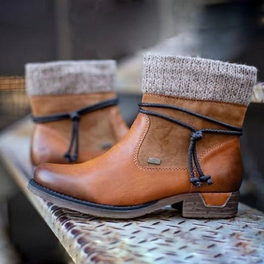 Claire Bottines À Revers Tricot Et Talon Bas Femme