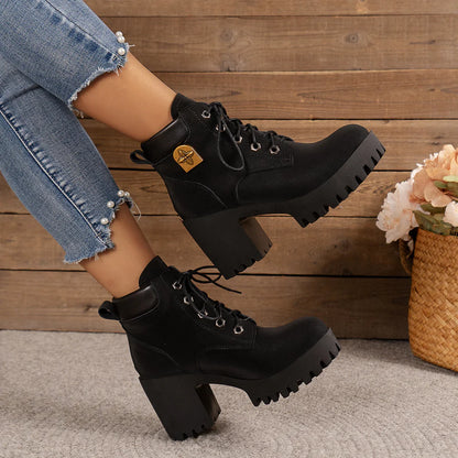 Capucine Bottines À Lacets Talon Carré Et Semelle Crantée Femme
