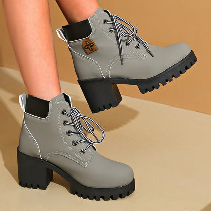 Capucine Bottines À Lacets Talon Carré Et Semelle Crantée Femme