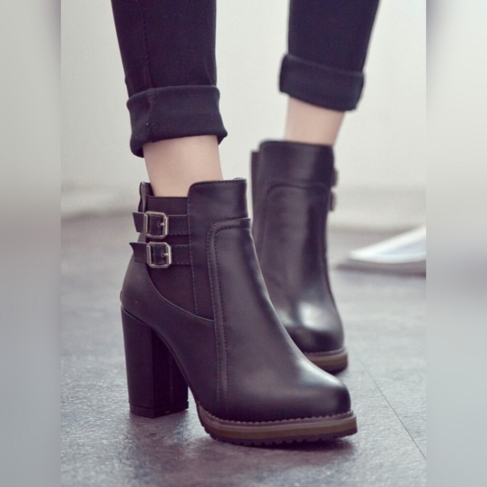 Yvonne Bottines À Talon Carré Haut Et Double Boucle Femme