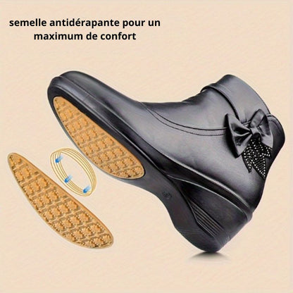 Clara Bottines Compensées À Nœud Doublées Polaire Femme
