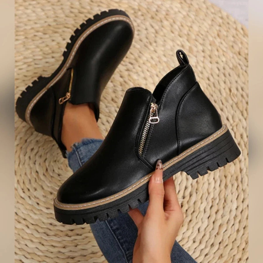 Jade Bottines Zippées À Semelle Épaisse Femme
