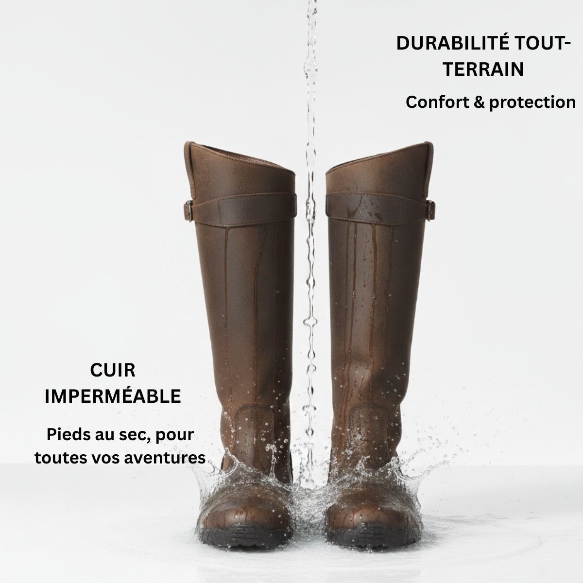 Agathe Bottes Cavalières Hautes À Sangle Et Talon Plat Femme