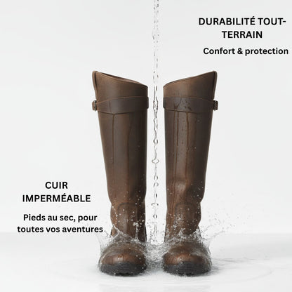 Agathe Bottes Cavalières Hautes À Sangle Et Talon Plat Femme
