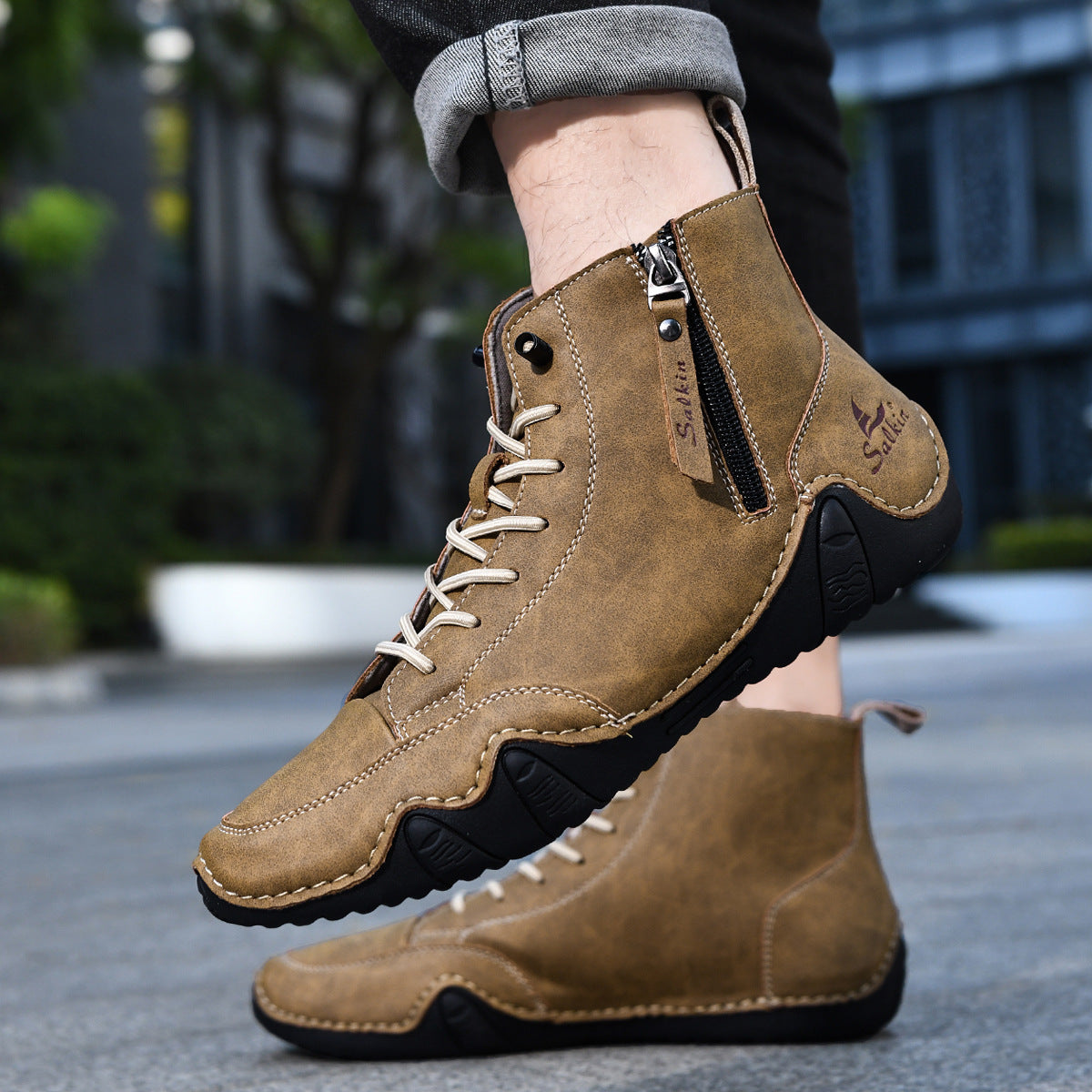 Henri Bottines Zippées Semelle Ondulée Homme