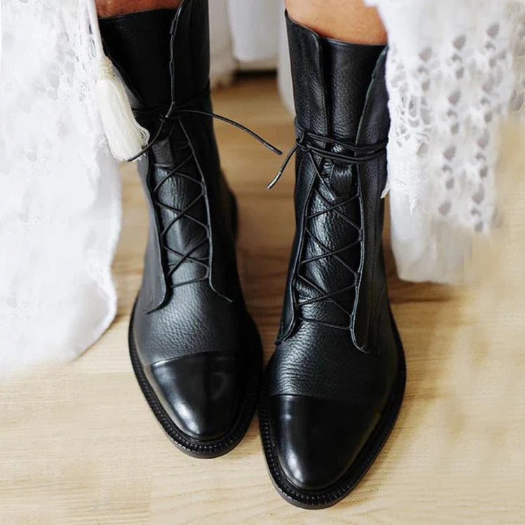 Élise Bottines Aspect Cuir À Lacets Et Bout Pointu Femme