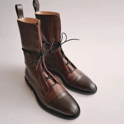 Élise Bottines Aspect Cuir À Lacets Et Bout Pointu Femme