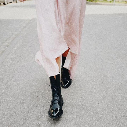 Élise Bottines Aspect Cuir À Lacets Et Bout Pointu Femme
