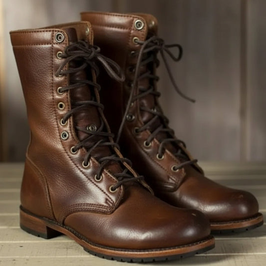 Émeline Bottes Mi-Mollet À Lacets Et Revers Boutonné Femme