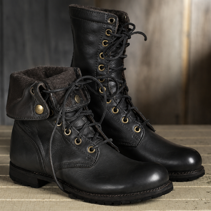 Émeline Bottes Mi-Mollet À Lacets Et Revers Boutonné Femme