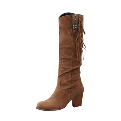 Héloïse Bottes Western Effet Daim À Franges Femme