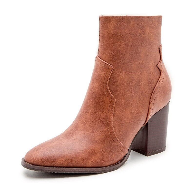 Victoire Bottines Zippées À Talon Carré Et Bout Pointu Femme