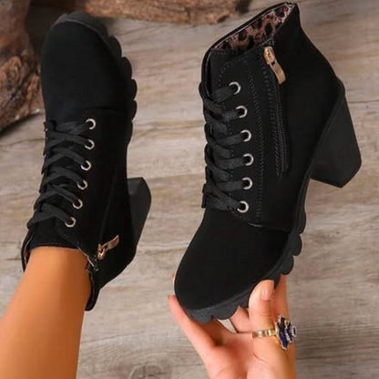 Estelle Bottines Effet Daim À Lacets Boucle Et Talon Carré Femme