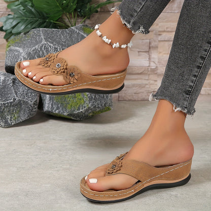 Sandales Nietta compensées à fleur décorative pour femme, vue d'ensemble
