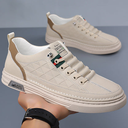 Thomas Baskets Aspect Cuir À Surpiqûres Homme