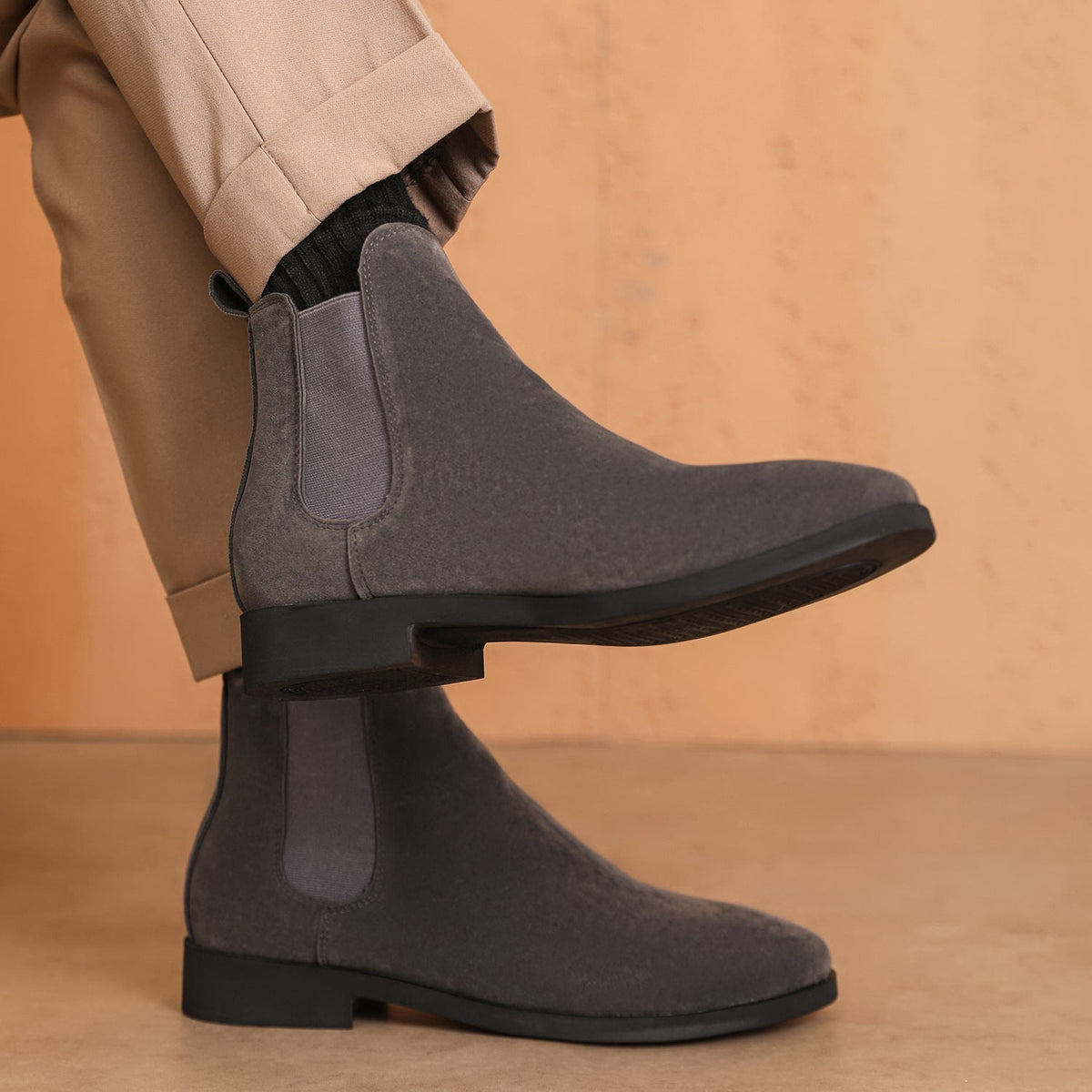 Léon Bottines Effet Daim À Tirette Homme