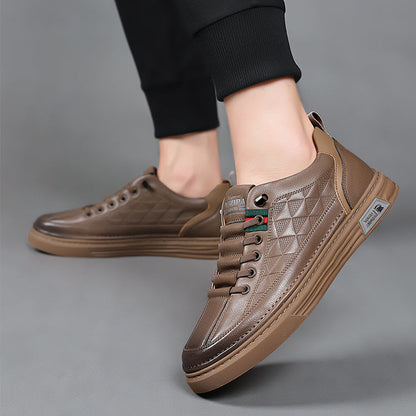 Thomas Baskets Aspect Cuir À Surpiqûres Homme