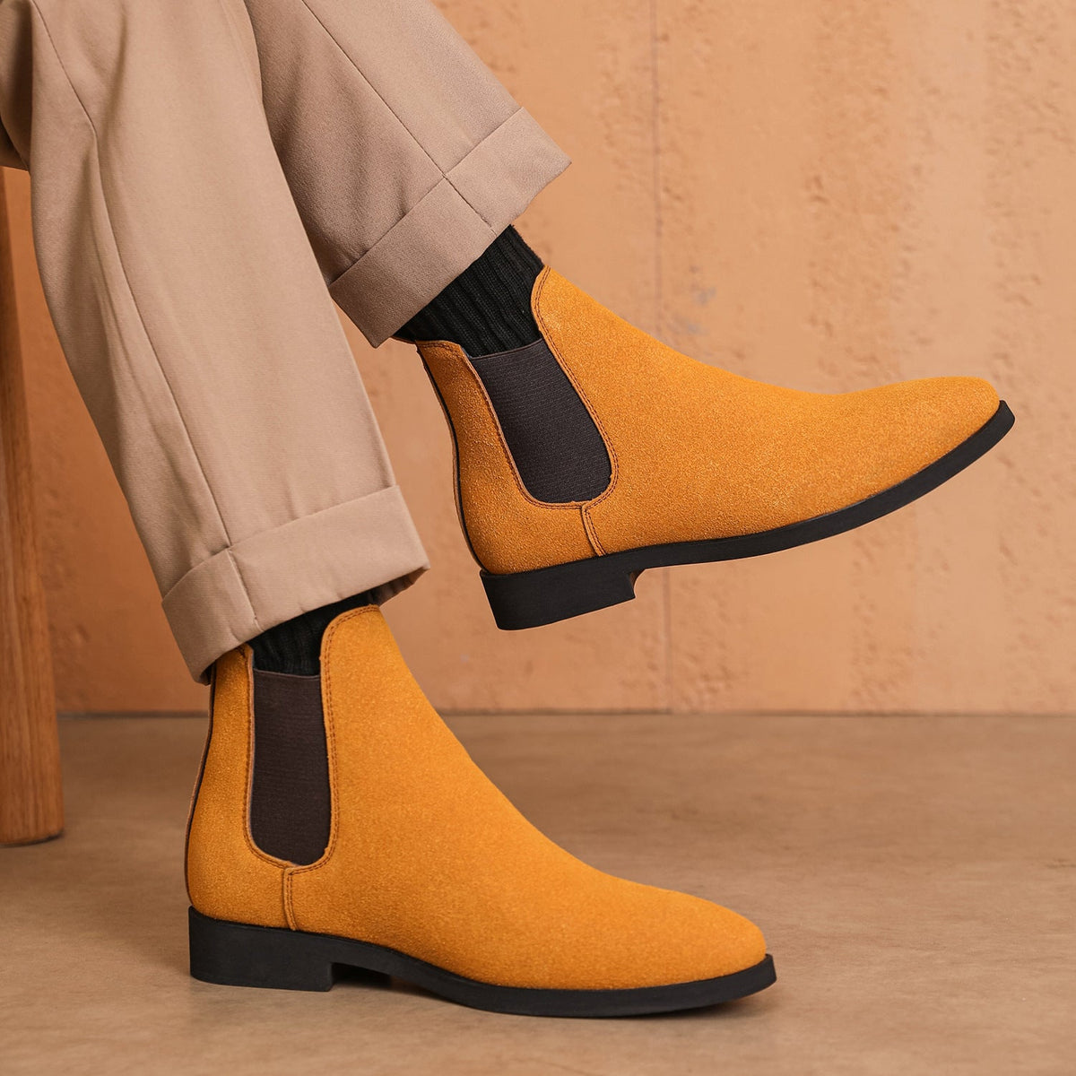 Léon Bottines Effet Daim À Tirette Homme