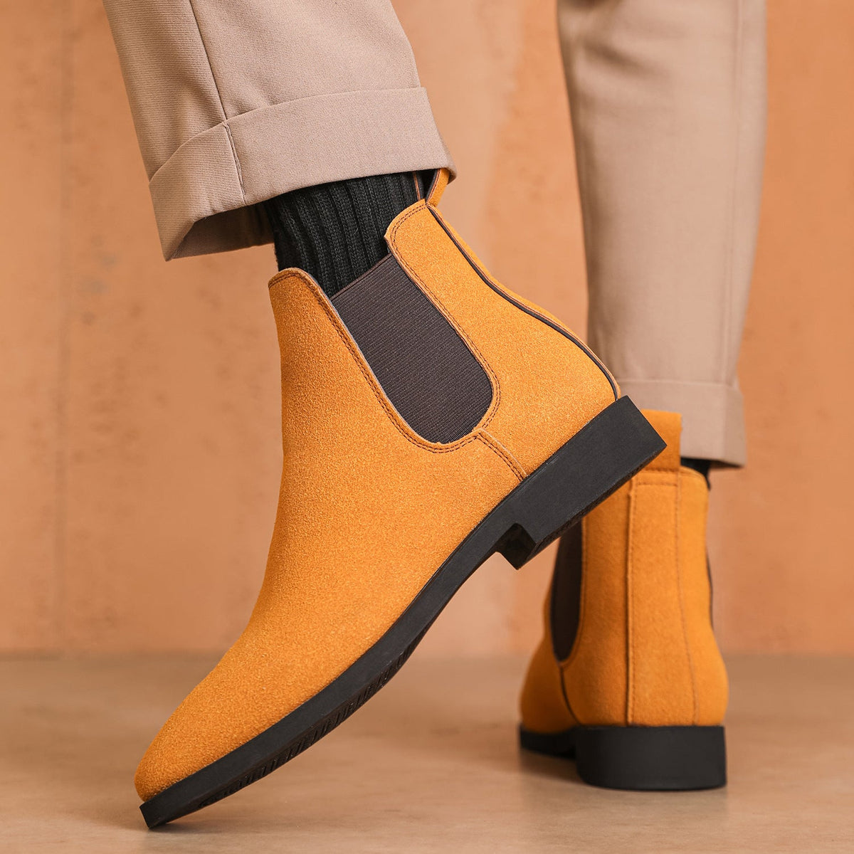 Léon Bottines Effet Daim À Tirette Homme
