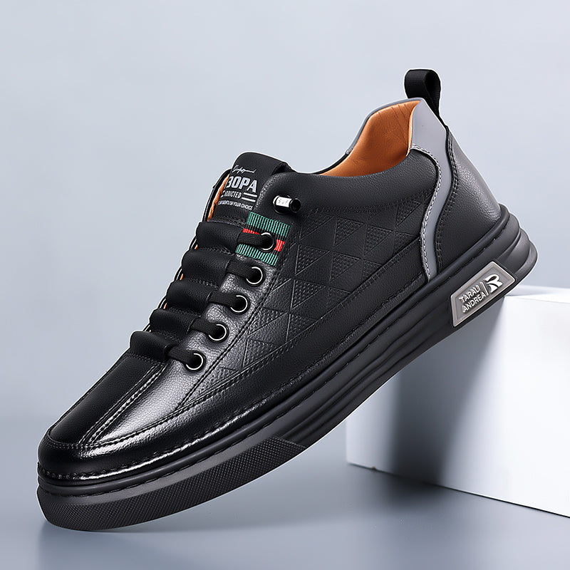 Thomas Baskets Aspect Cuir À Surpiqûres Homme