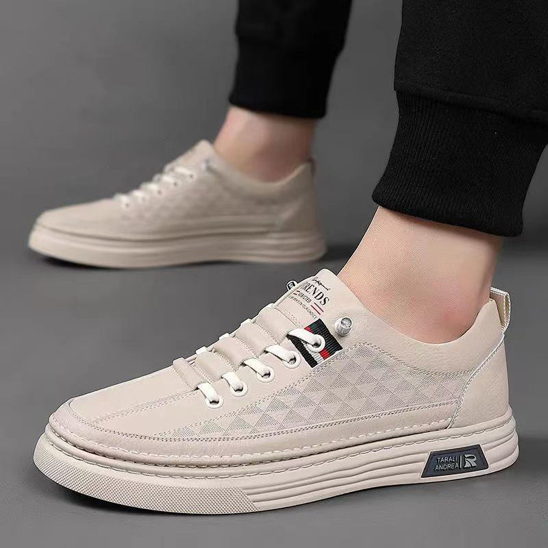 Thomas Baskets Aspect Cuir À Surpiqûres Homme