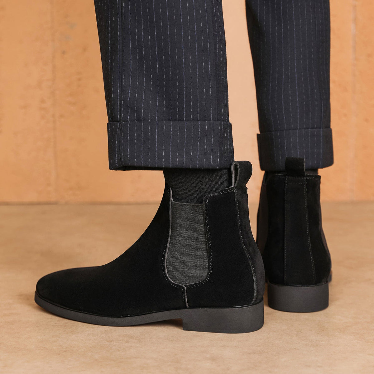 Léon Bottines Effet Daim À Tirette Homme