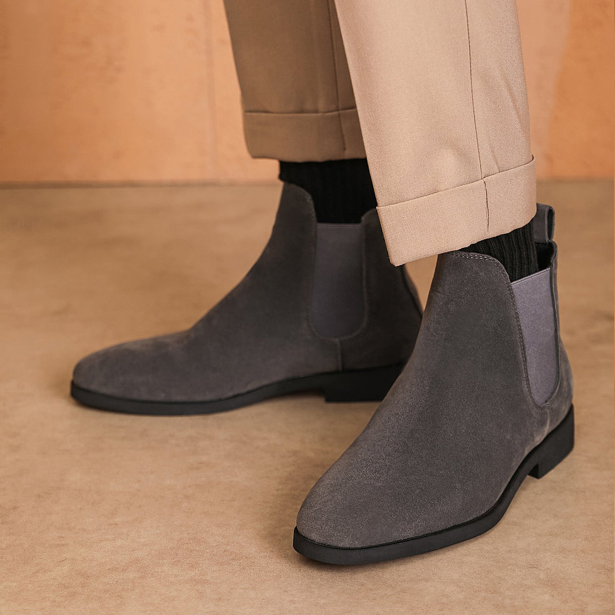Léon Bottines Effet Daim À Tirette Homme