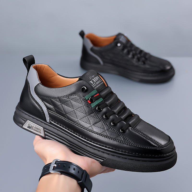 Thomas Baskets Aspect Cuir À Surpiqûres Homme