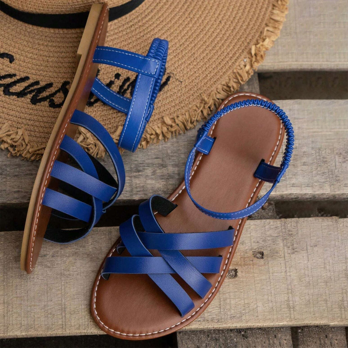 Sandales de plage Oorae à brides croisées pour femme, présentation du coloris