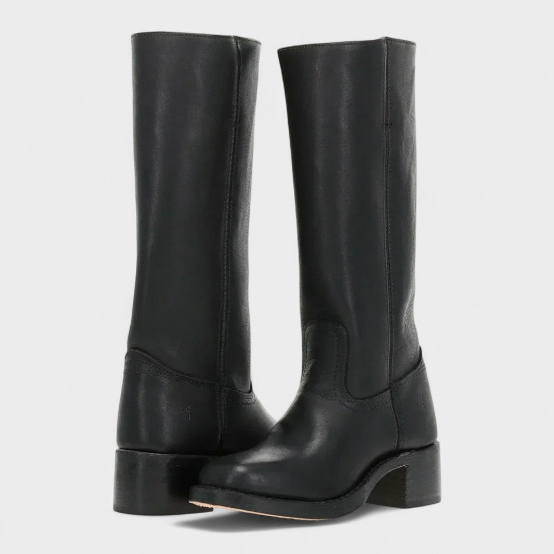 Rosalie Bottes Hautes Western Aspect Cuir À Talon Carré Femme