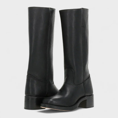 Rosalie Bottes Hautes Western Aspect Cuir À Talon Carré Femme
