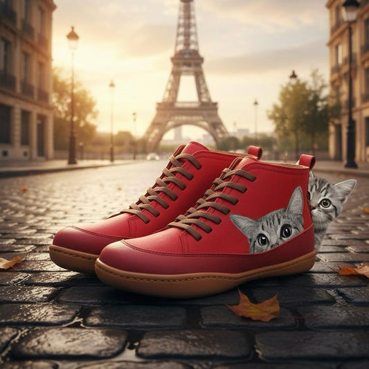 Olympe Bottines À Lacets Motif Chat Semelle Souple Femme